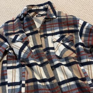 Zara Multicolor Plaid Flannel Shirt